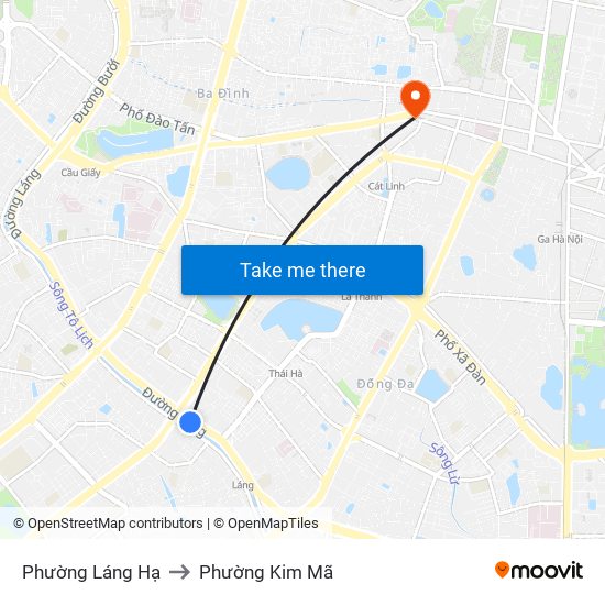 Phường Láng Hạ to Phường Kim Mã map