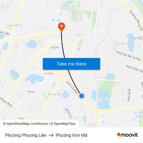 Phường Phương Liên to Phường Kim Mã map