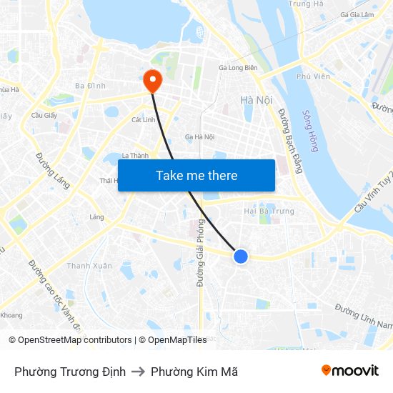 Phường Trương Định to Phường Kim Mã map