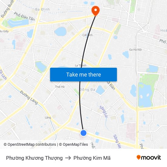 Phường Khương Thượng to Phường Kim Mã map