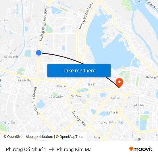 Phường Cổ Nhuế 1 to Phường Kim Mã map