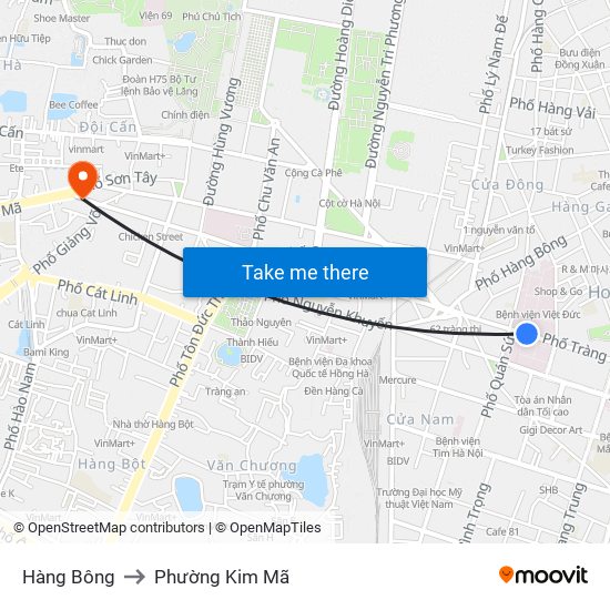 Hàng Bông to Phường Kim Mã map