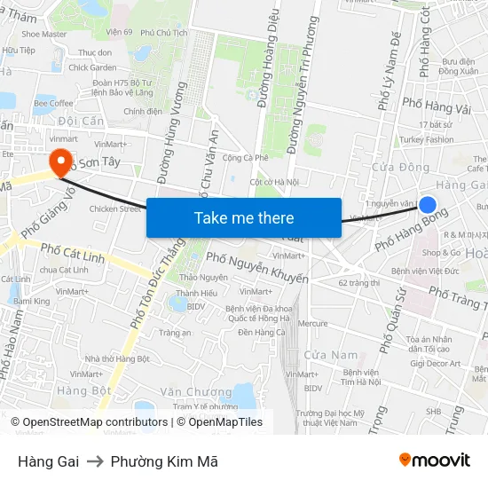 Hàng Gai to Phường Kim Mã map