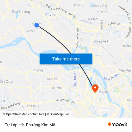 Tự Lập to Phường Kim Mã map