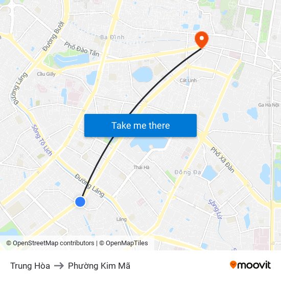 Trung Hòa to Phường Kim Mã map