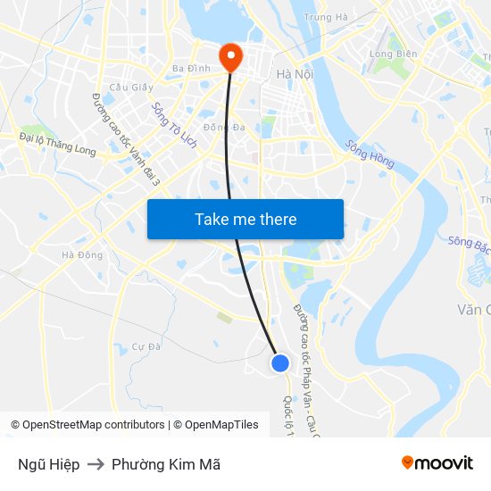 Ngũ Hiệp to Phường Kim Mã map