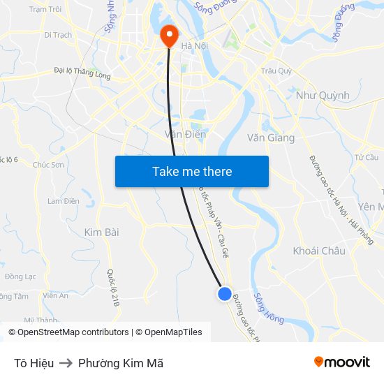 Tô Hiệu to Phường Kim Mã map