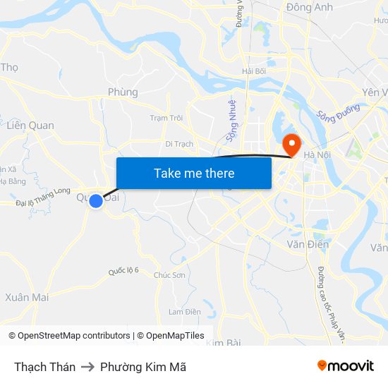 Thạch Thán to Phường Kim Mã map