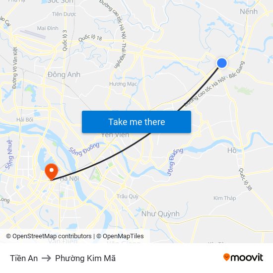 Tiền An to Phường Kim Mã map