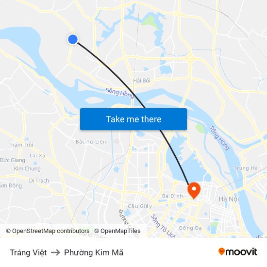 Tráng Việt to Phường Kim Mã map