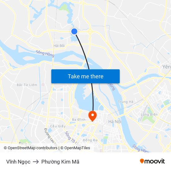 Vĩnh Ngọc to Phường Kim Mã map