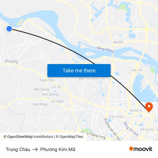 Trung Châu to Phường Kim Mã map