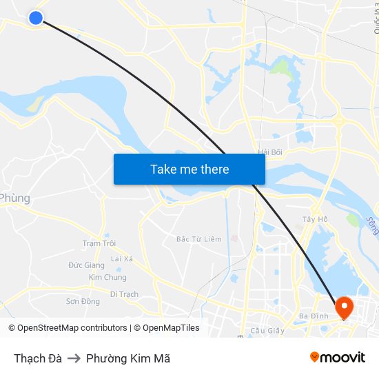 Thạch Đà to Phường Kim Mã map