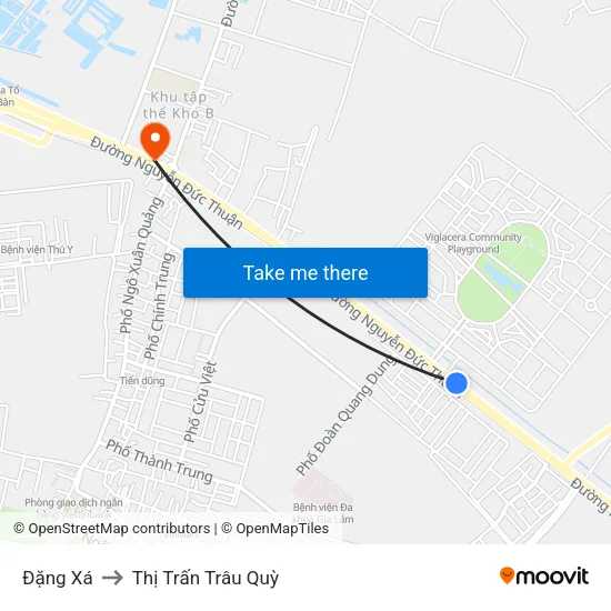 Đặng Xá to Thị Trấn Trâu Quỳ map