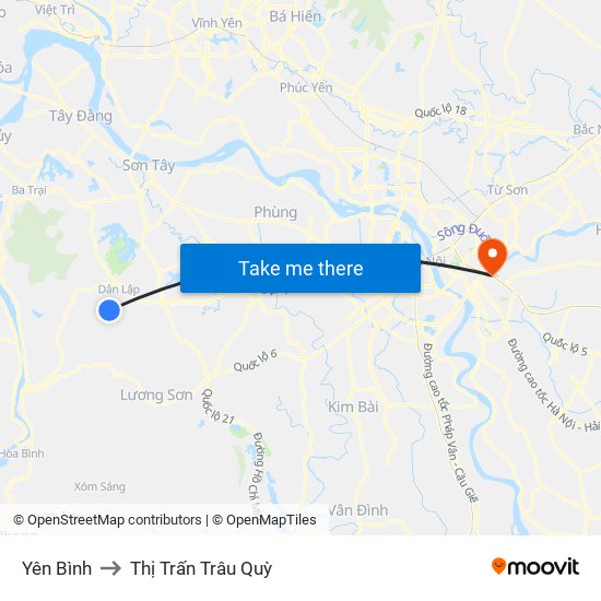 Yên Bình to Thị Trấn Trâu Quỳ map