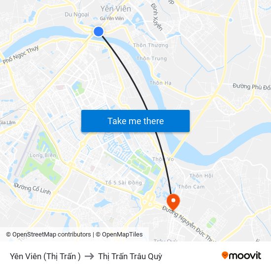 Yên Viên (Thị Trấn ) to Thị Trấn Trâu Quỳ map