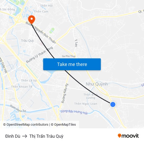 Đình Dù to Thị Trấn Trâu Quỳ map