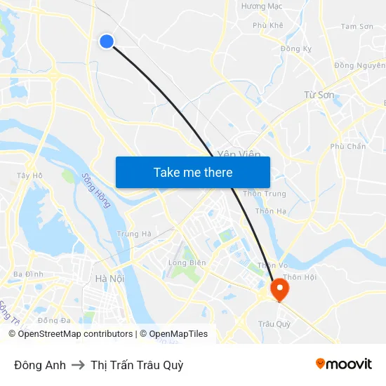 Đông Anh to Thị Trấn Trâu Quỳ map