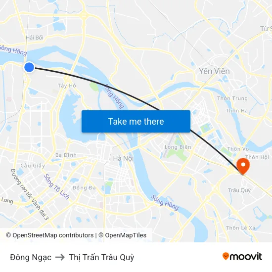 Đông Ngạc to Thị Trấn Trâu Quỳ map