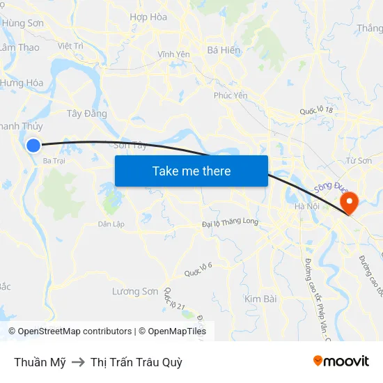 Thuần Mỹ to Thị Trấn Trâu Quỳ map