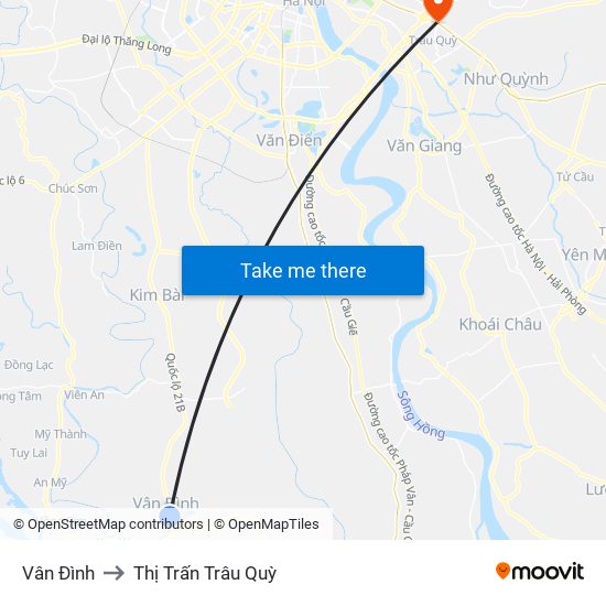 Vân Đình to Thị Trấn Trâu Quỳ map