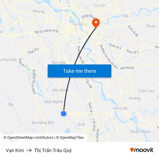 Vạn Kim to Thị Trấn Trâu Quỳ map