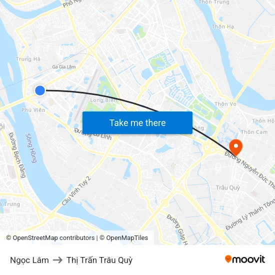 Ngọc Lâm to Thị Trấn Trâu Quỳ map