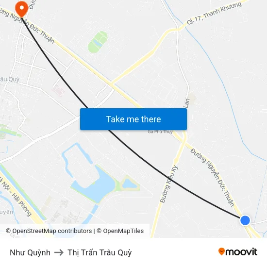 Như Quỳnh to Thị Trấn Trâu Quỳ map