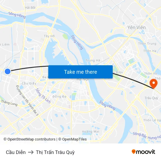 Cầu Diễn to Thị Trấn Trâu Quỳ map