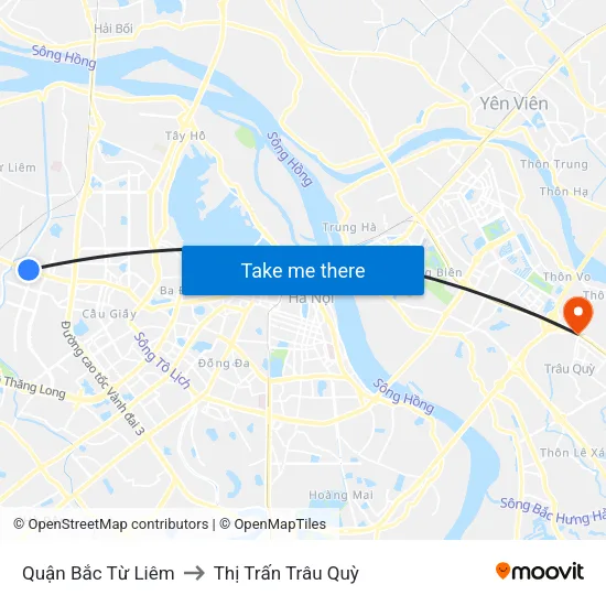 Quận Bắc Từ Liêm to Thị Trấn Trâu Quỳ map