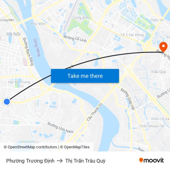 Phường Trương Định to Thị Trấn Trâu Quỳ map