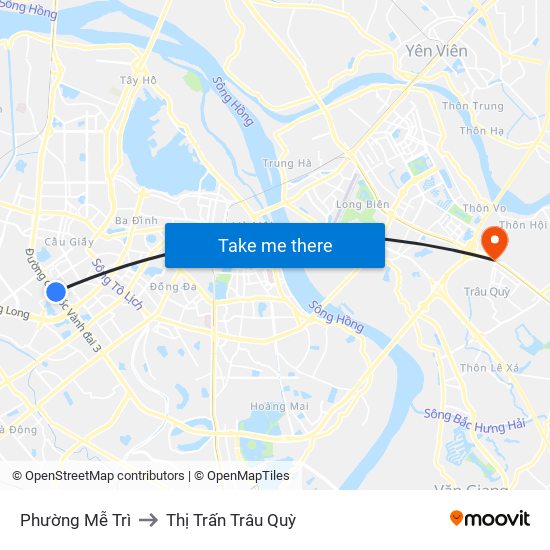 Phường Mễ Trì to Thị Trấn Trâu Quỳ map