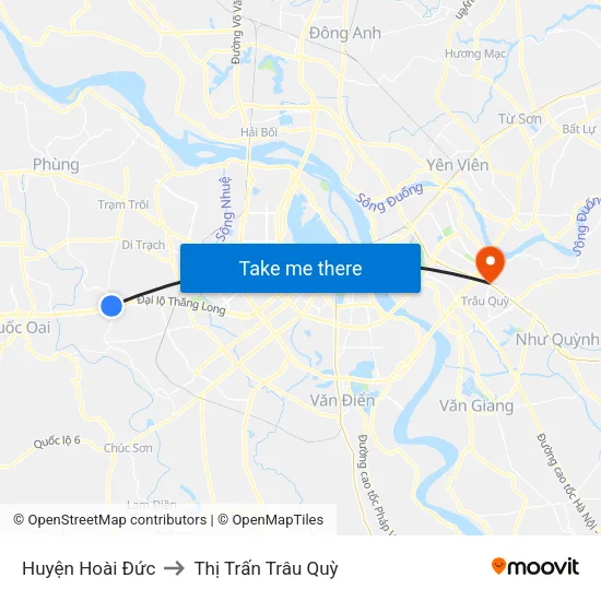 Huyện Hoài Đức to Thị Trấn Trâu Quỳ map