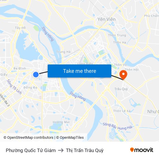 Phường Quốc Tử Giám to Thị Trấn Trâu Quỳ map