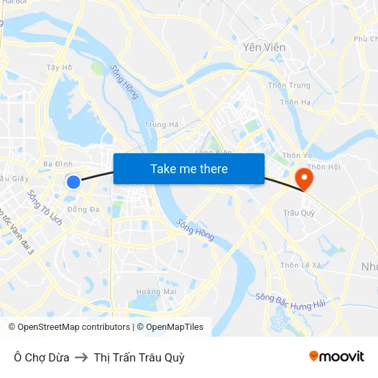 Ô Chợ Dừa to Thị Trấn Trâu Quỳ map