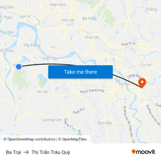 Ba Trại to Thị Trấn Trâu Quỳ map