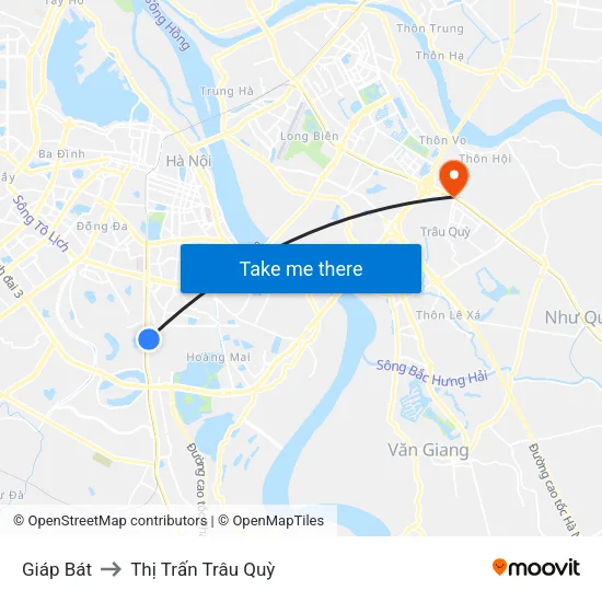Giáp Bát to Thị Trấn Trâu Quỳ map