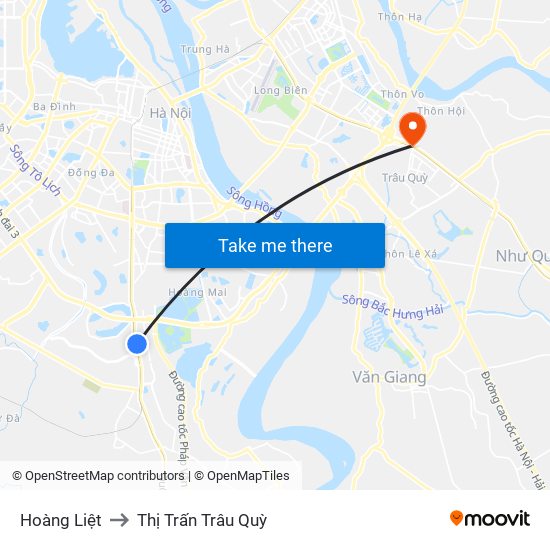 Hoàng Liệt to Thị Trấn Trâu Quỳ map