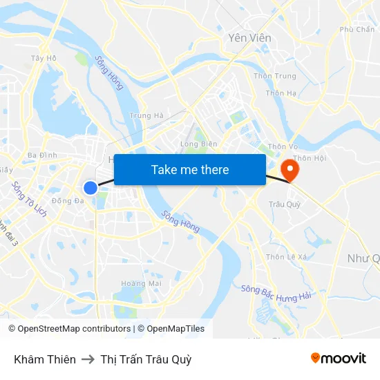 Khâm Thiên to Thị Trấn Trâu Quỳ map