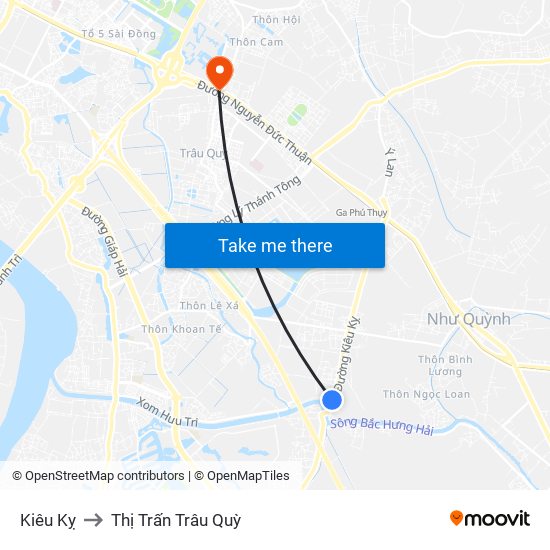 Kiêu Kỵ to Thị Trấn Trâu Quỳ map