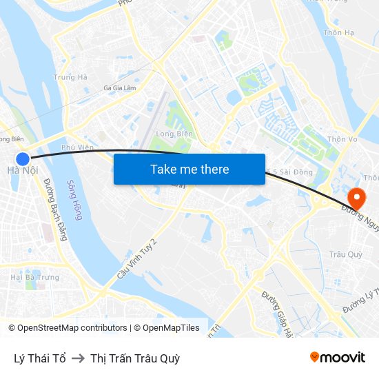 Lý Thái Tổ to Thị Trấn Trâu Quỳ map