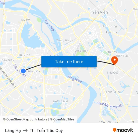 Láng Hạ to Thị Trấn Trâu Quỳ map