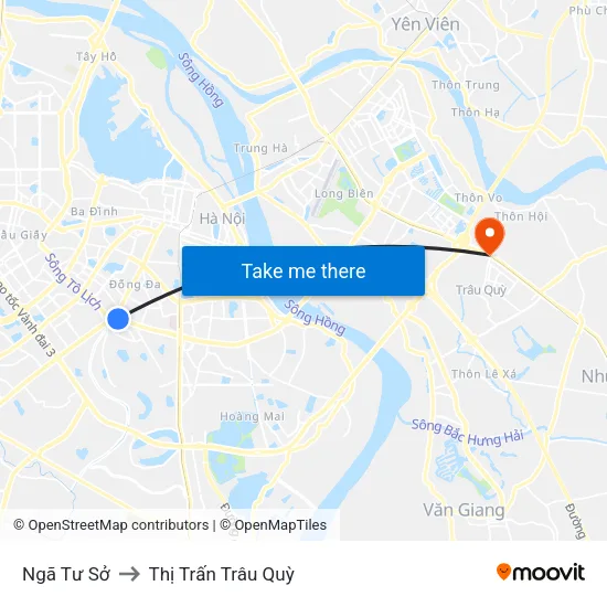 Ngã Tư Sở to Thị Trấn Trâu Quỳ map