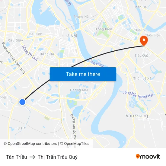 Tân Triều to Thị Trấn Trâu Quỳ map