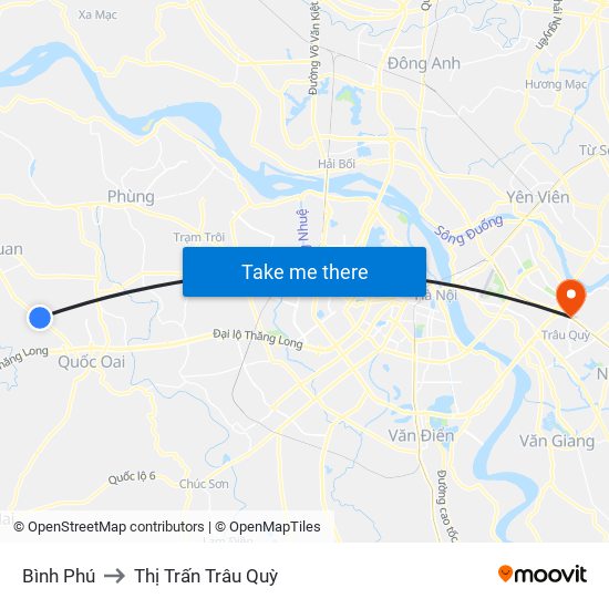 Bình Phú to Thị Trấn Trâu Quỳ map