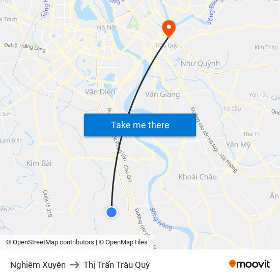 Nghiêm Xuyên to Thị Trấn Trâu Quỳ map