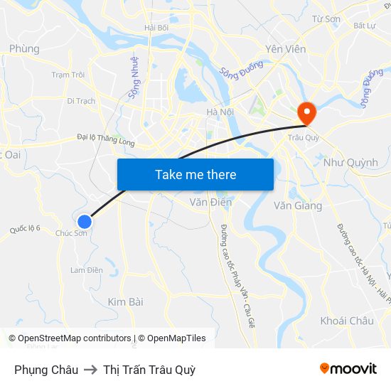 Phụng Châu to Thị Trấn Trâu Quỳ map