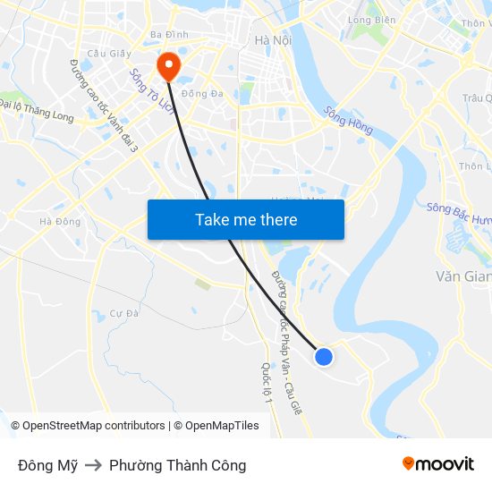 Đông Mỹ to Phường Thành Công map