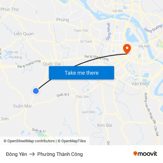 Đông Yên to Phường Thành Công map