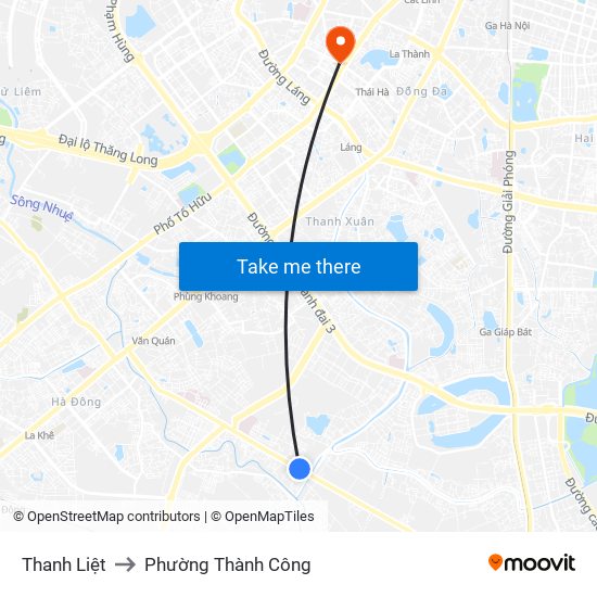 Thanh Liệt to Phường Thành Công map